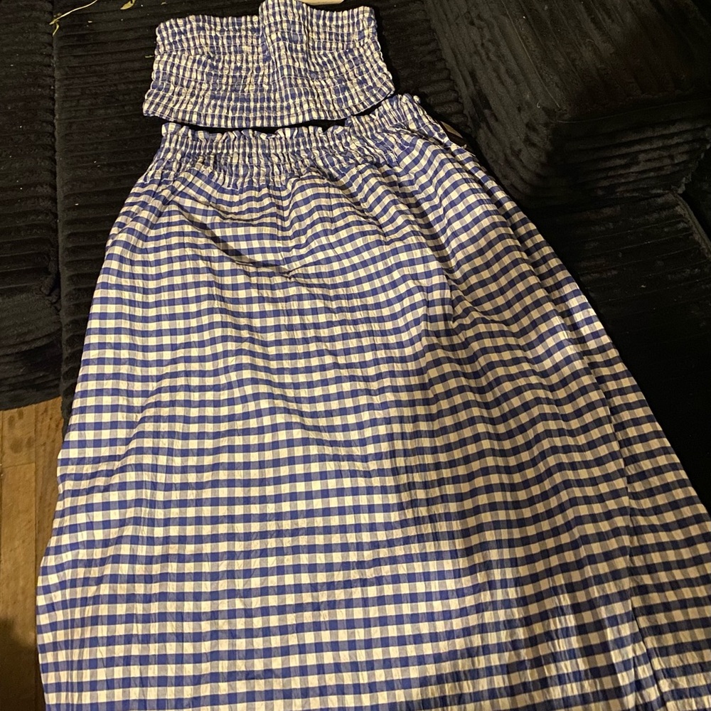 Universal Thread Blue and White Strapless Dress